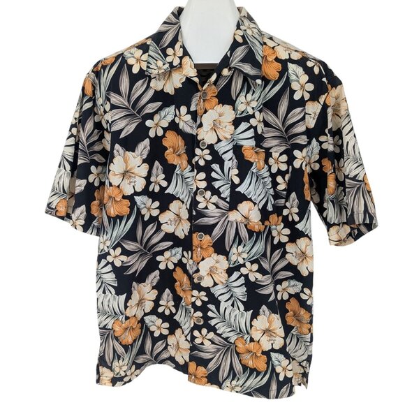 Vintage Ocean Pacific Hawaiian Shirt Men Size L Button Up Hibiscus Tropical Y2K - Picture 1 of 13